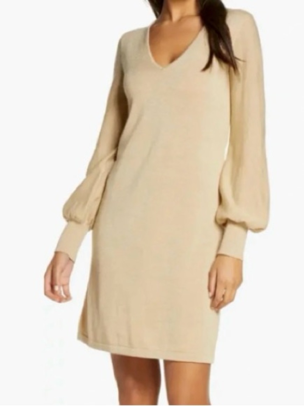 Lilly Pulitzer Sariya Long Sleeve Sweater Dress Tan Gold